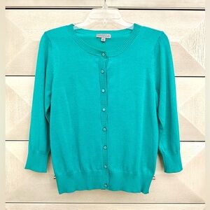 Joseph A Teal Button-Up Cardigan Sweater- Size M
